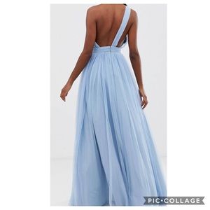 ASOS Blue One Shoulder Tulle Dress TALL